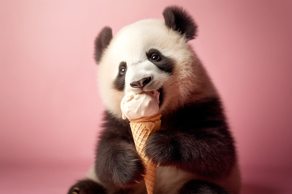 This panda loves ice cream!